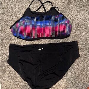 Nike Women's Black Bikini with Pink and Blue Accents